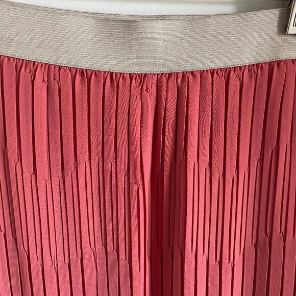 FOR CYNTHIA Pleated Elastic Waist Maxi Skirt Fully Lined Salmon Color Sz L - Picture 6 of 7